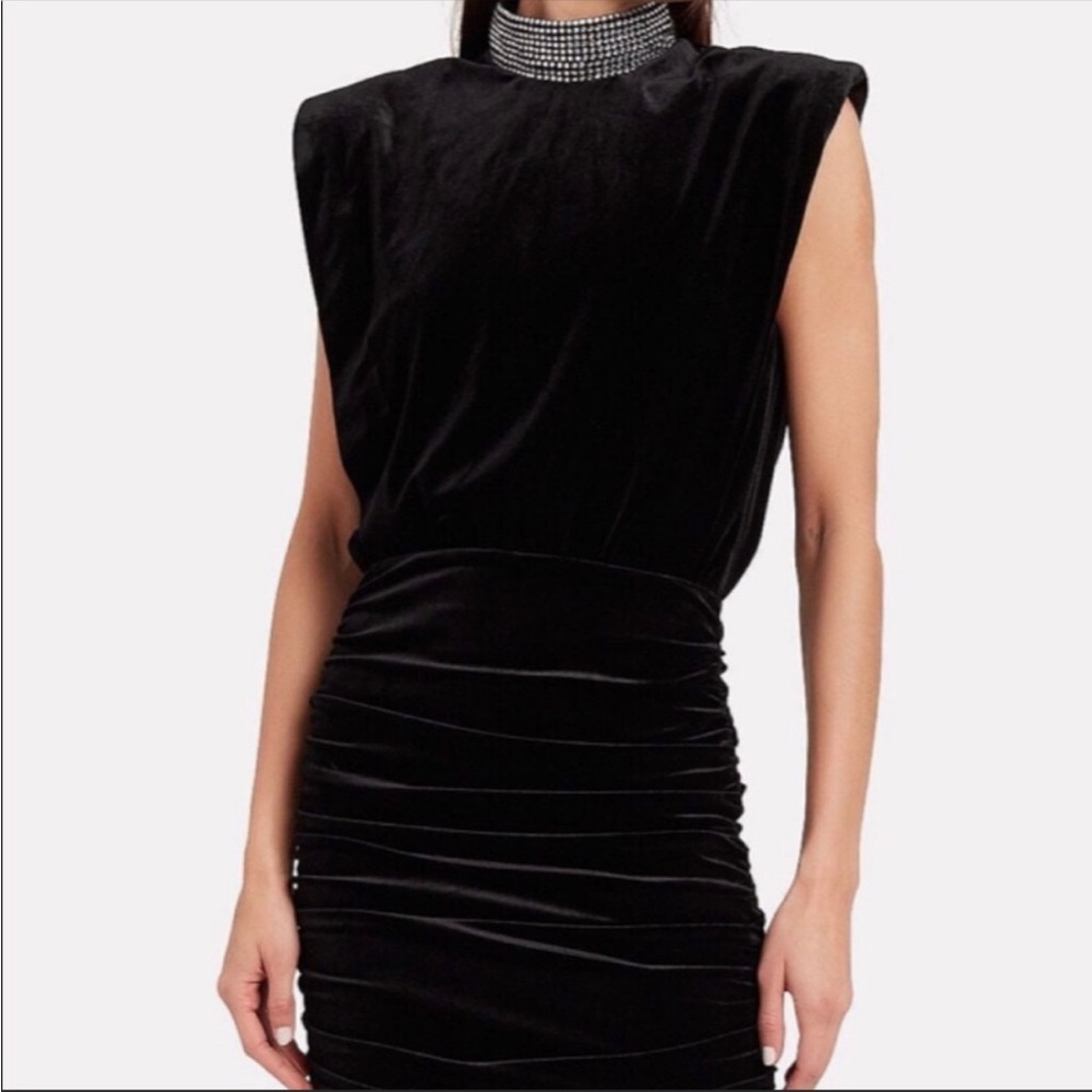Ronny Kobo Nillie Velvet Mock Neck Ruched Mini Dress